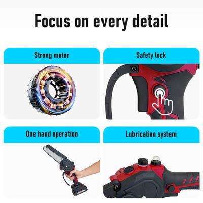 Portable 21v Cordless Electric Chain Saw 6"/8" Inch Mini Lithium Battery Rechargeable Chainsaw